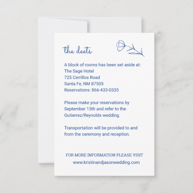 Carte de détails du Mariage fleur sauvage avec cod (Devant)