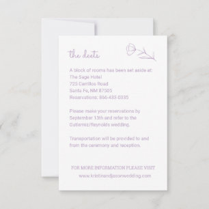 Carte de détails du Mariage fleur sauvage avec cod
