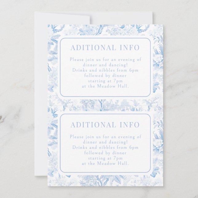 Carte de détails du Mariage Floral Blue Chinoiseri (Devant)