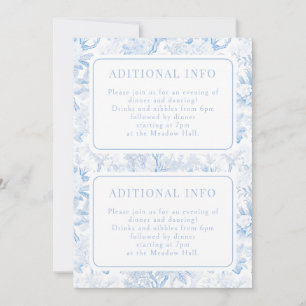 Carte de détails du Mariage Floral Blue Chinoiseri