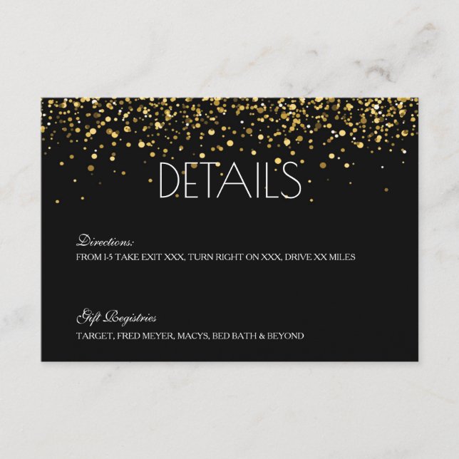 Carte de détails du Mariage Gold Parties scintilla (Devant)