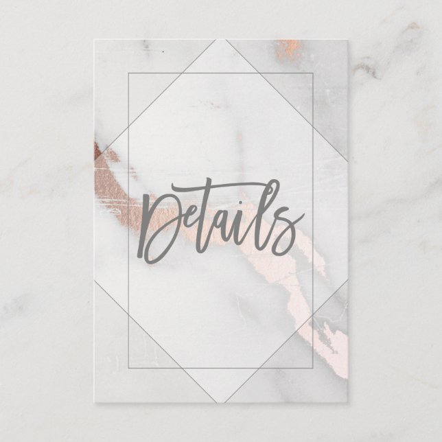 CARTE DE DÉTAILS DU MARIAGE MARBRE ET OR ROSE (Devant)