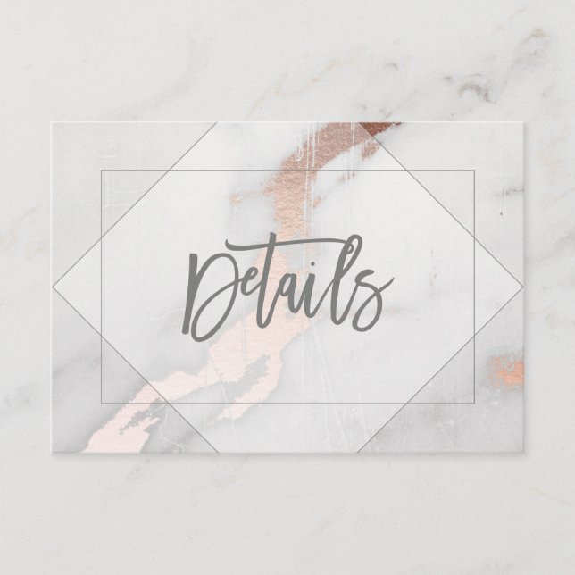 CARTE DE DÉTAILS DU MARIAGE MARBRE ET OR ROSE (Devant)