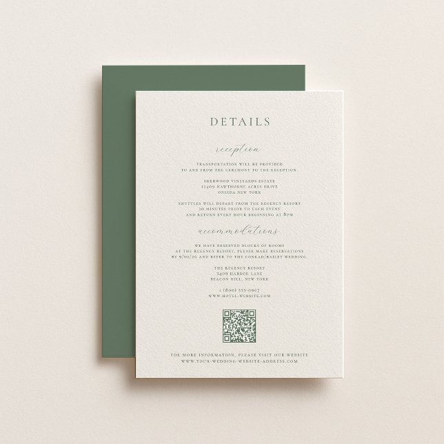 Carte de détails du Mariage vert Sage (Créateur téléchargé)