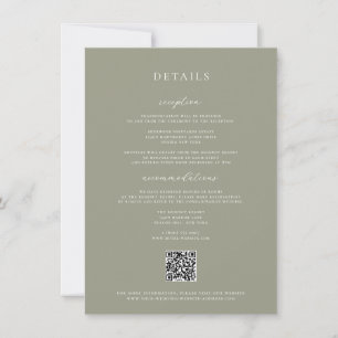 Carte de détails du Mariage vert Sage