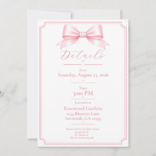 Carte de détails élégante et rose pour la douche d