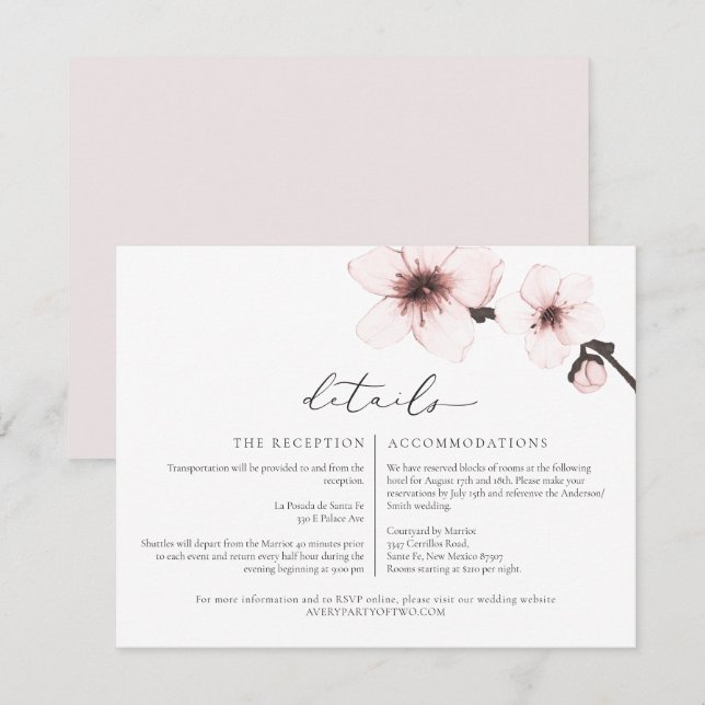 Carte de détails élégante HARUMI Sakura Fleur de C (Devant / Derrière)