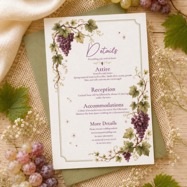 Carte de détails élégants de raisins violets de vi (Créateur téléchargé)