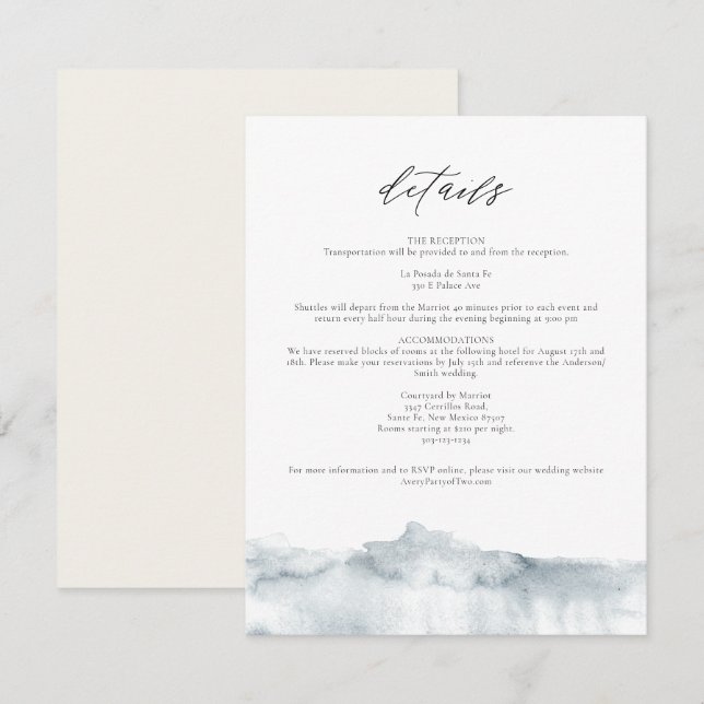 Carte de détails Gray Watercolor Splash Philadelph (Devant / Derrière)