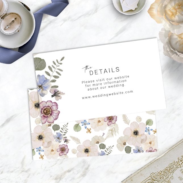 Carte de détails Mariage Boho moderne (Modern Boho Floral Watercolor Wedding Details Card by Painted Paperie
)