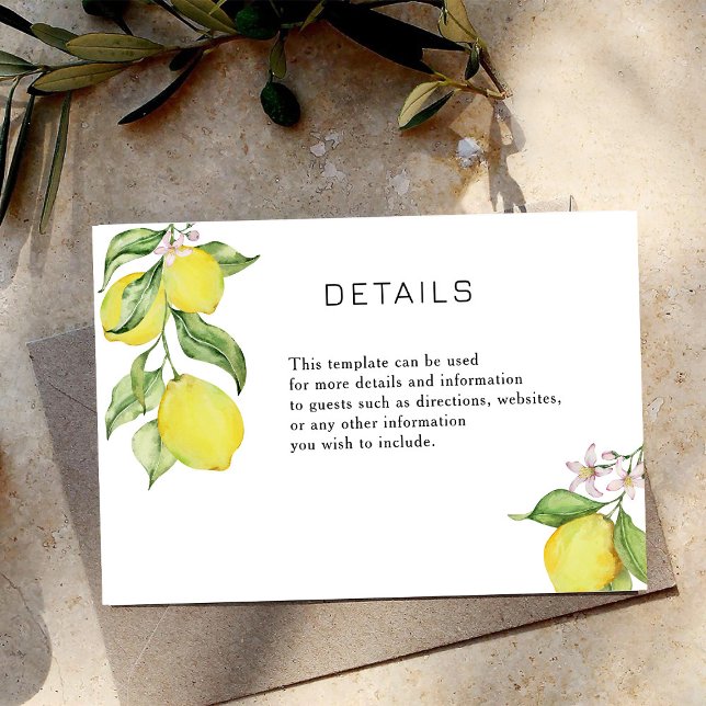 Carte de détails Mariage citrons d'été (Créateur téléchargé)