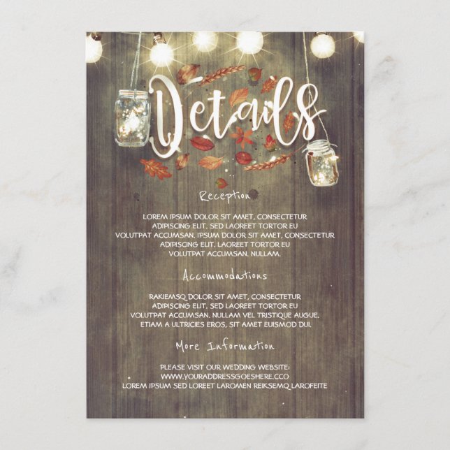 Carte de détails mariage de automne (Devant)