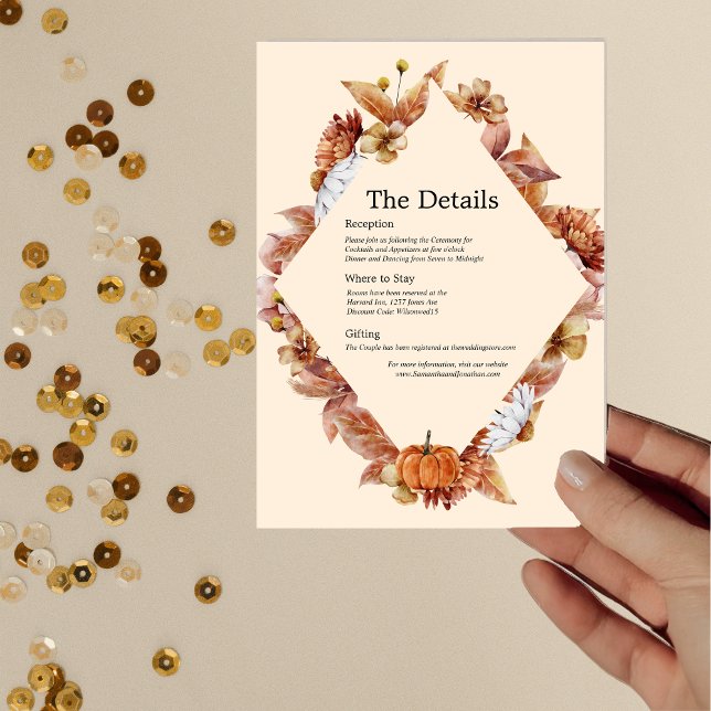 Carte de détails Mariage de Modern Fall Orange BOH (Créateur téléchargé)