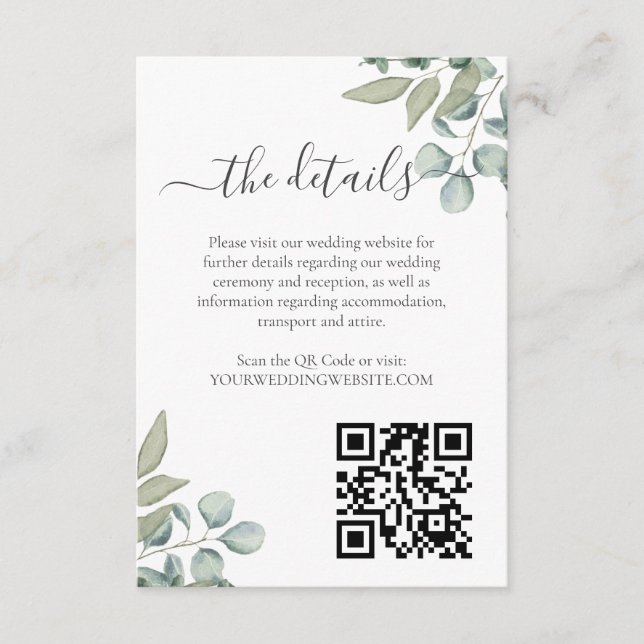 Carte de détails Mariage Eucalyptus Greenery (Devant)