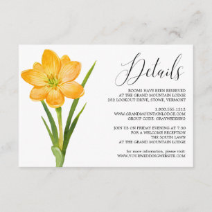 Carte de détails Mariage Fleur Jaune Crocus tendan