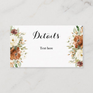 Carte de détails mariage floral d'automne