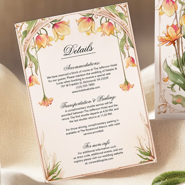 Carte de détails Mariage Floral Jaune et Verdure (Créateur téléchargé)