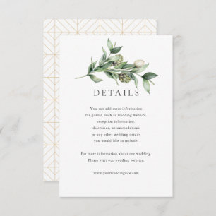 Carte de détails Mariage Green & Artichokes