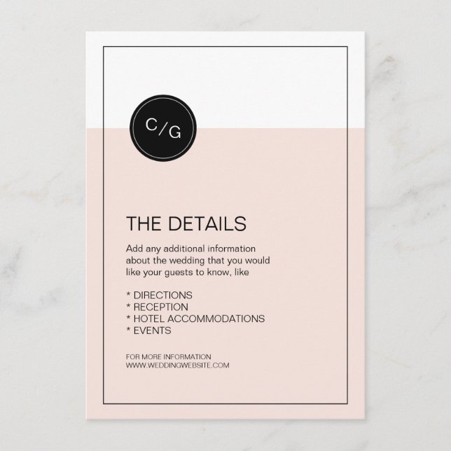 Carte de détails mariage moderne modifiable en cou (Devant)