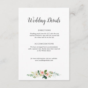 carte de détails mariage rose