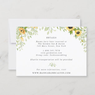 Carte de détails Mariage Sunflower and Greenery