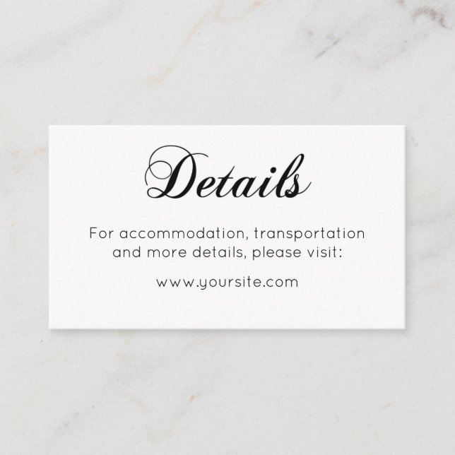 Carte de détails minimaliste du mariage Carte simp (Devant)