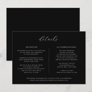 Carte de détails minimaliste du Mariage noir