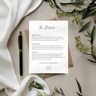 Carte de détails pour invitation de mariage minima