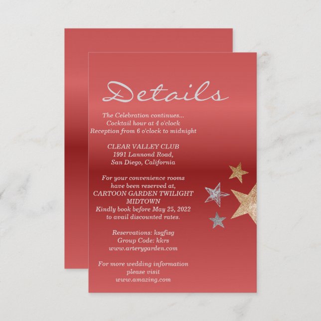 Carte de détails rose or (Devant / Derrière)