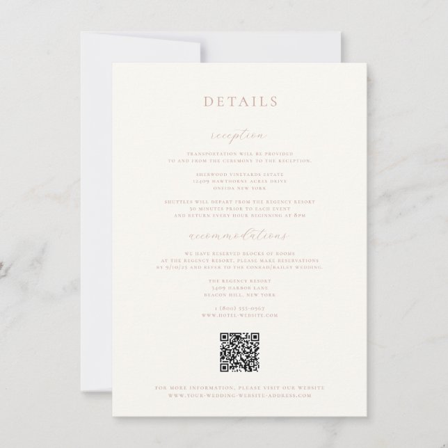 Carte de détails Rustic Blush Mariage (Devant)