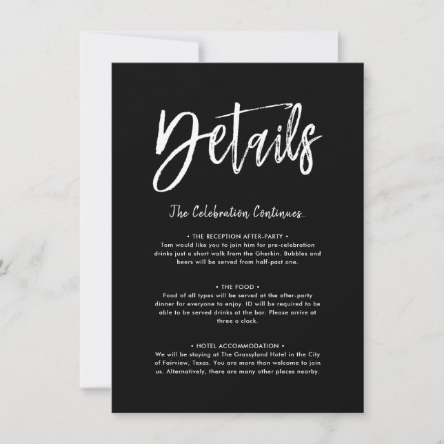 Carte de détails | Script noir solide (Devant)