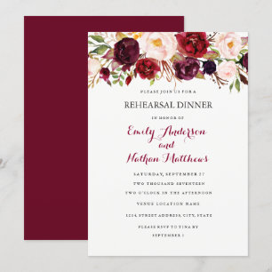 Carte de Dîner de répétition de l'automne rouge de