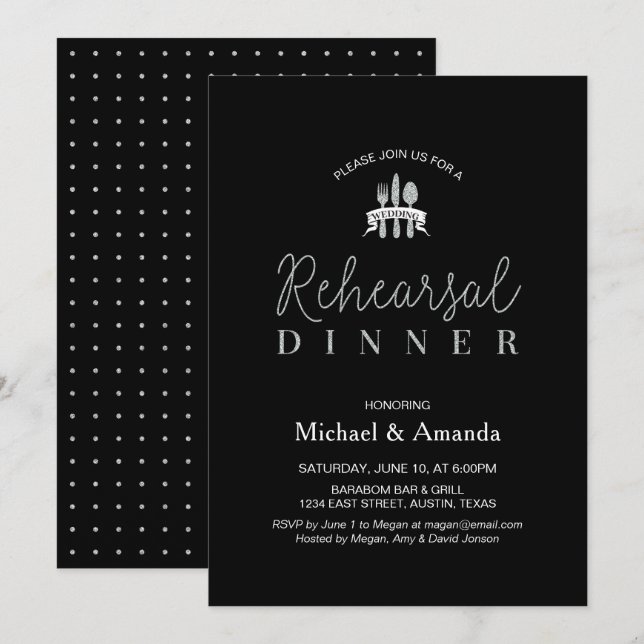 Carte de dîner de répétition de mariage simple mod (Devant / Derrière)