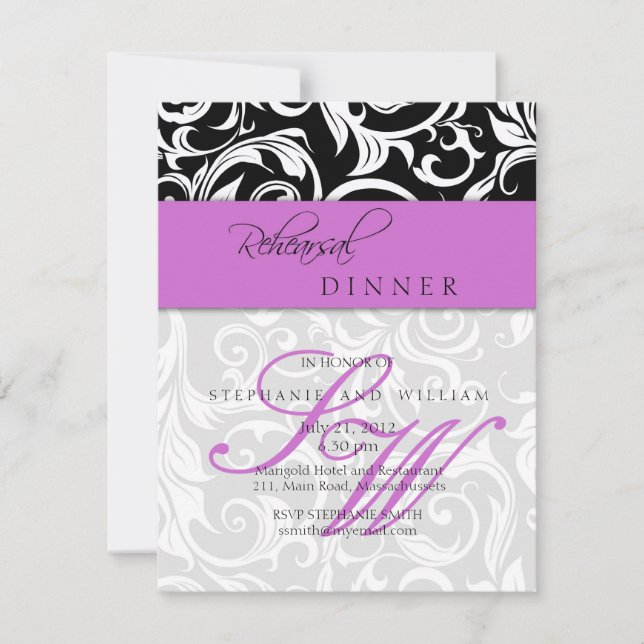 Carte de dîner de répétition de monogramme à spira (Devant)
