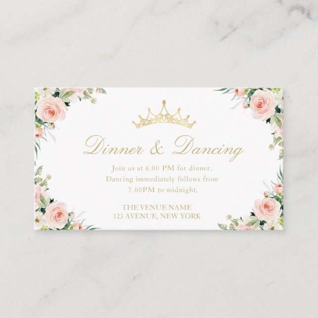 Carte de dîner et de danse florale pour Quinceaner (Devant)