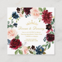 Carte de dîner et de danse Quinceañera florale Bou