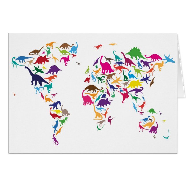 Carte de dinosaure de la carte du monde (Devant horizontal)