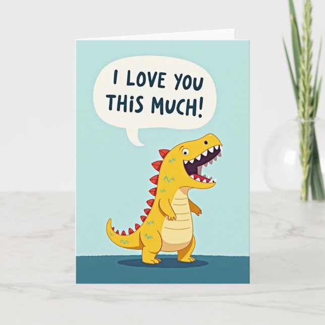 Carte de dinosaure « Je t'aime beaucoup » (Devant)