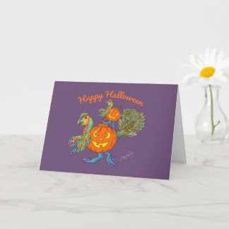 Carte de dinosaure pour un joyeux Halloween