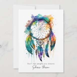 Carte de diplôme Rainbow Dreamcatcher Aquarelle