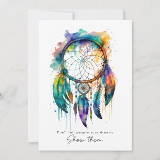 Carte de diplôme Rainbow Dreamcatcher Aquarelle