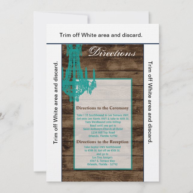 Carte de direction 3,5x6 Chandelier Western Rustic (Devant)