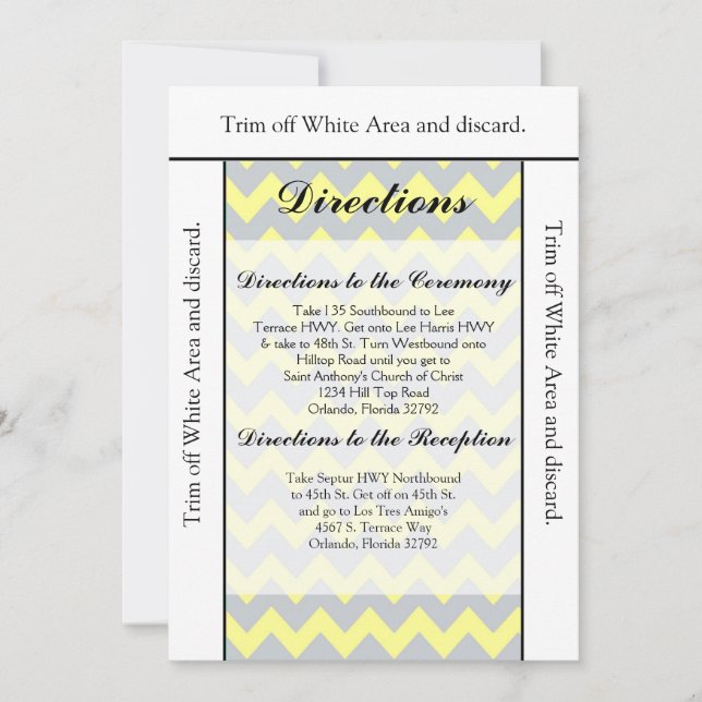 Carte de direction 3,5x6 Chevron Jaune et gris (Devant)