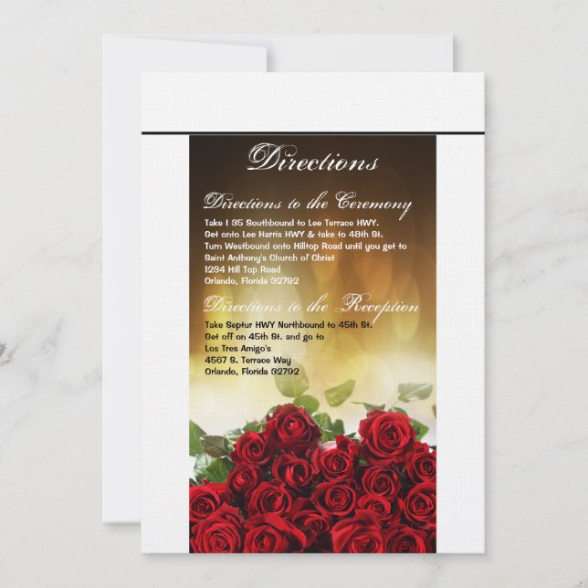 Carte de direction 3,5x6 Flux nuptial du bouquet d (Devant)