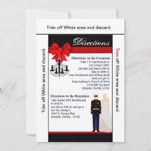 Carte de direction 3.5x6 Marine Uniform Groom Brid