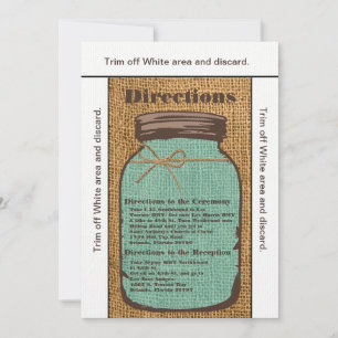 Carte de direction 3.5x6 Mason Jar Burlap Country