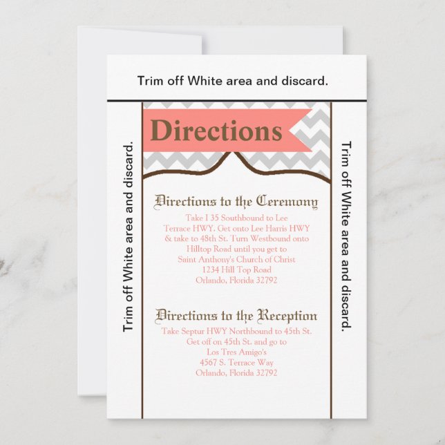 Carte de direction 3.5x6 Moderne Chevron Stripe Co (Devant)