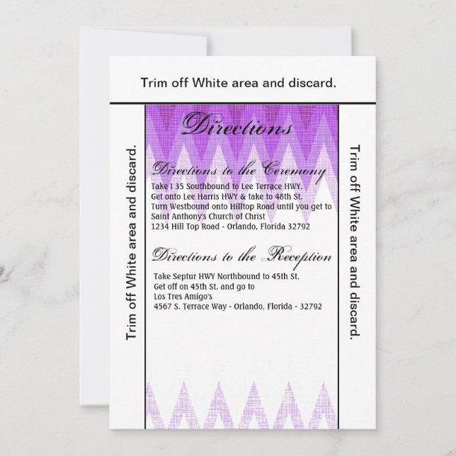 Carte de direction 3,5x6 Ombre Chevron Purple (Devant)