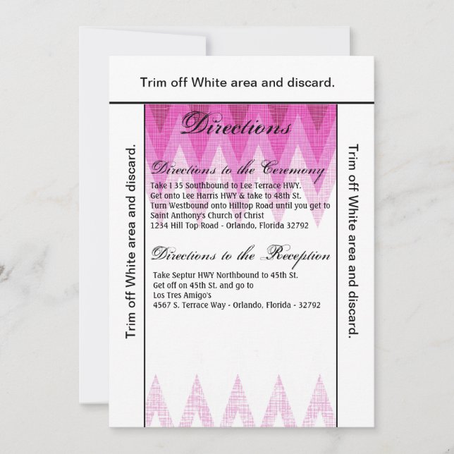 Carte de direction 3,5x6 Ombre Chevron rose (Devant)