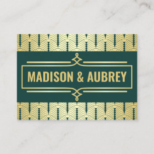 Carte de direction Art Déco Mariage Gold Dark Gree
